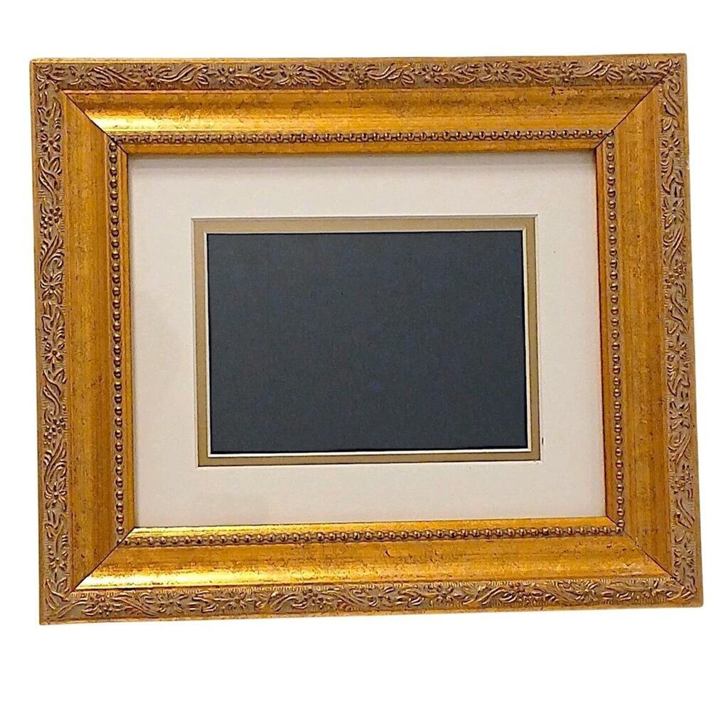 Vintage Gold Wood Picture Frame 13 x 11 Glass Matt Regency Ornate Traditional